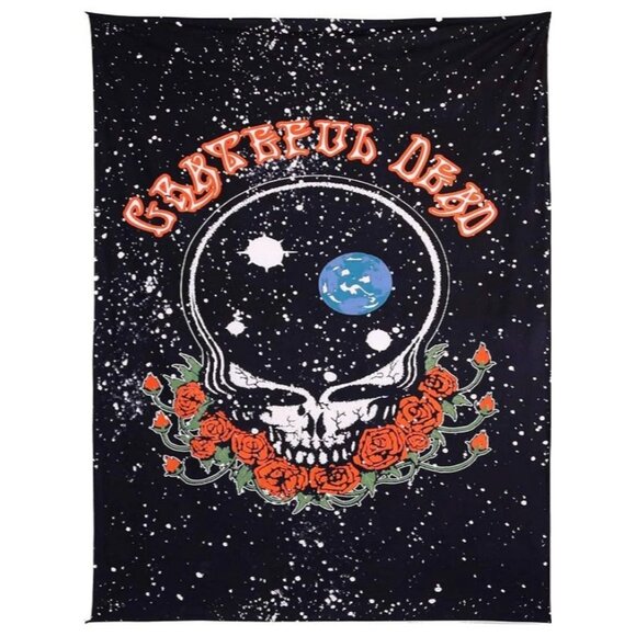 Grateful Dead 3D Tapestry  Cotton  60 x 90"  Skull & Roses Steal Your Face NIP - Picture 1 of 2